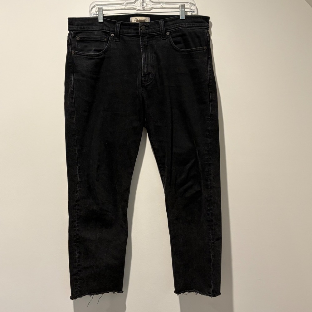 Madewell Relaxed Taper Black Raw Hem Jeans W34 L30 Mens Women Denim Pants‎
